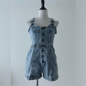 Volcom L may fit M or S Blue distressed Denim shorts outfit romper